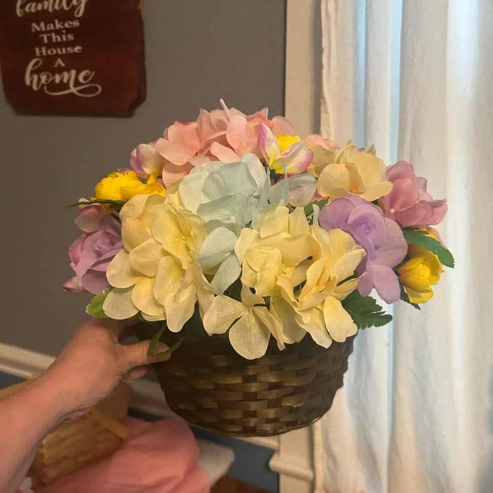 hand crafted Floral Arrangement in Brown Woven Basket new